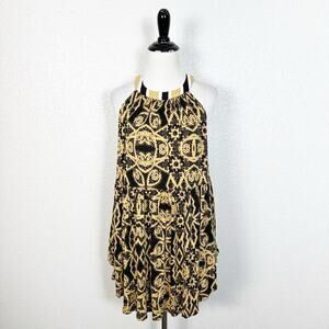 Free People Womens Mimi Boho Printed Babydoll Halter Tunic‎ Tank Top Size Small